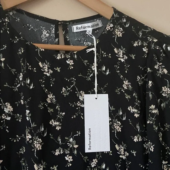 Reformation Doutzen Floral Ruffle Trim Mini Dress Size 12 - Picture 10 of 13